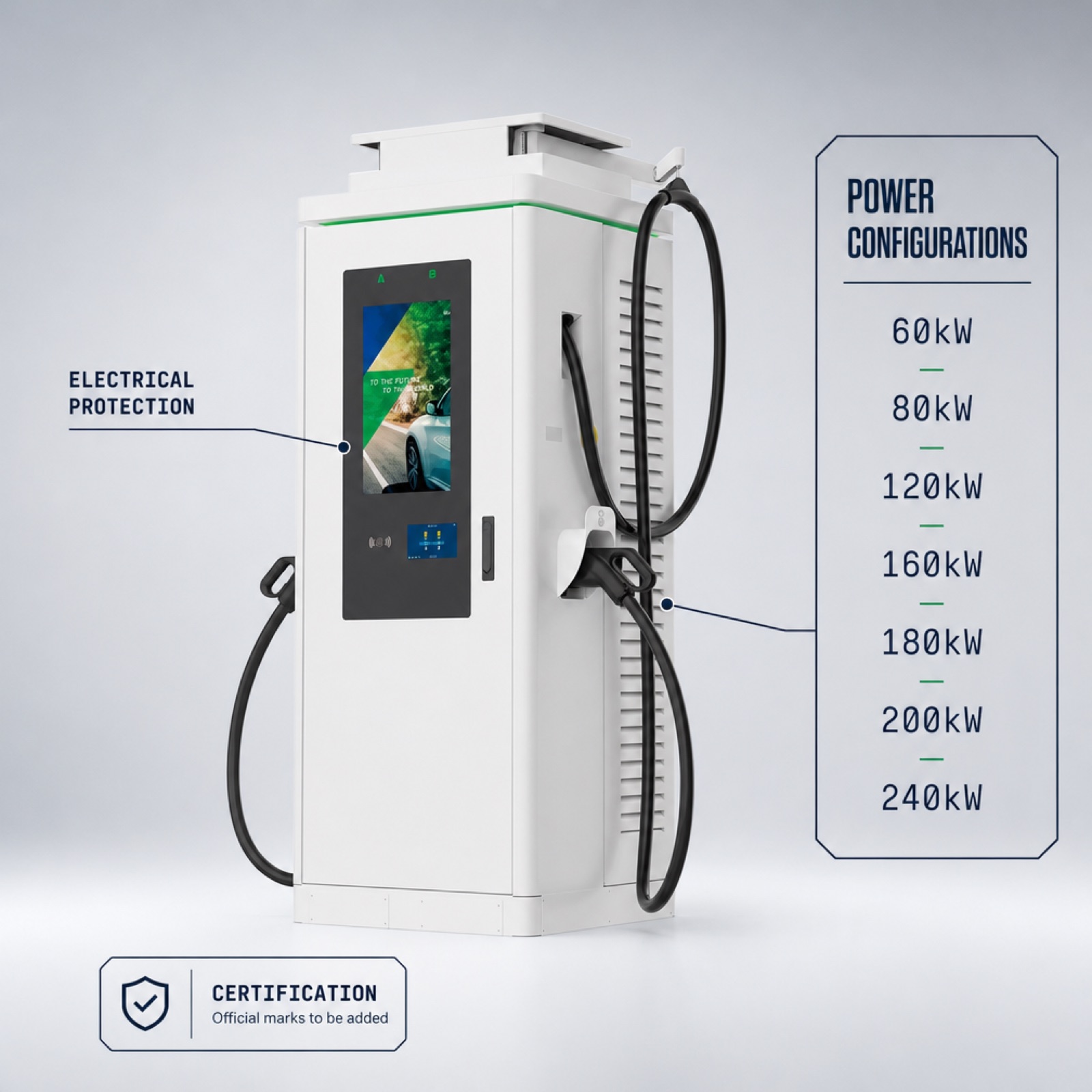MIDA 90kW 240kW Digital Billboard Standalone DC Fast Charging Station CCS2 Gas Station - Safety, Compliance and Long Service Life