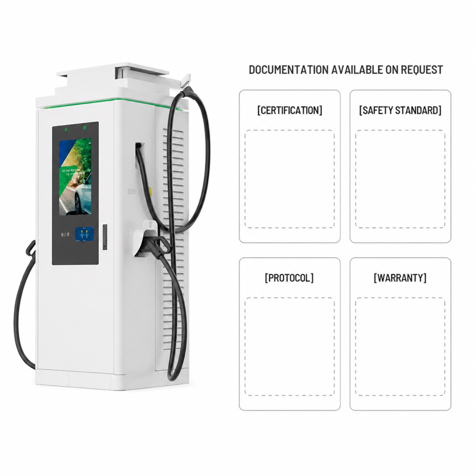 160kW 280kW Digital Signage Fast Charging Station Pedestal Dual Connector Cloud Managed for Workplace - Built for Demanding Outdoor Commercial Duty
