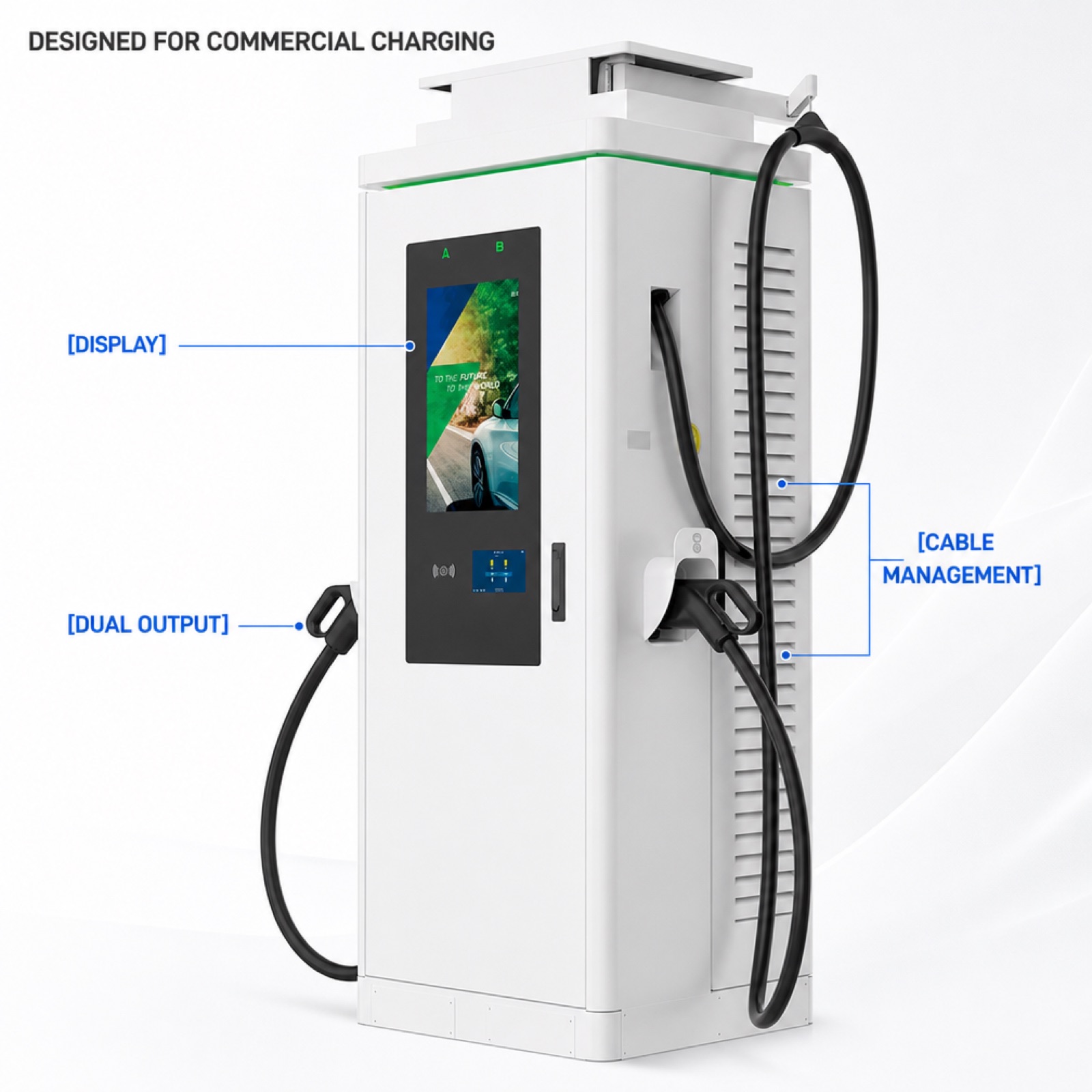 180kW 200kW DC Charging Post Standalone Level 3 Ad Screen CCS2 GB/T City Hub - Flexible 180kW-200kW Advertising DC Power