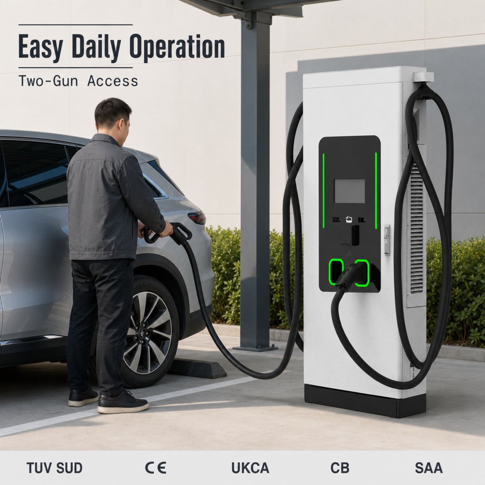 60kW 100kW 160kW Floor Standing DC Fast EV Charging Pile CCS2 - Built for Demanding Commercial Outdoor Duty