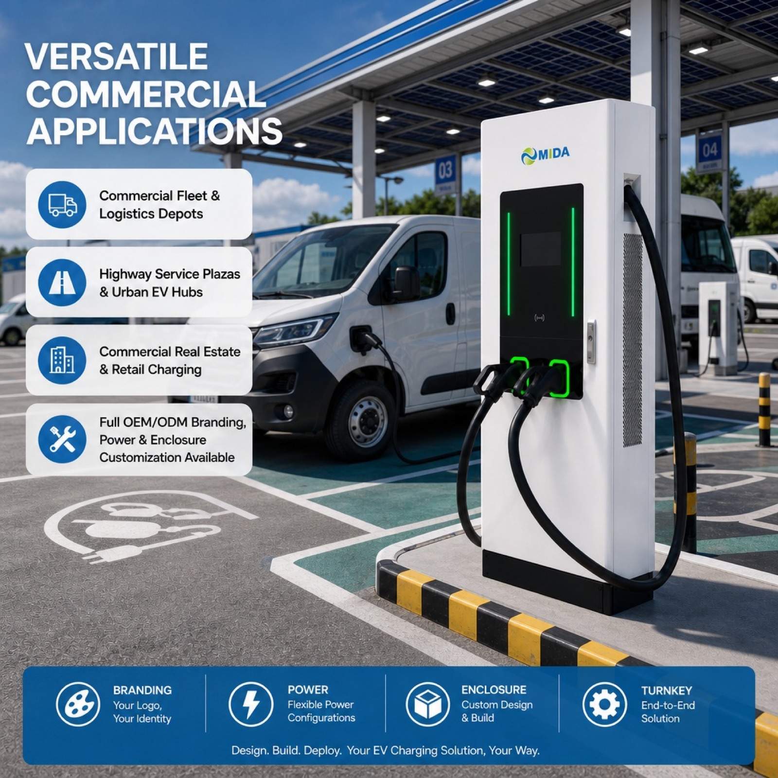 MIDA 100kW 120kW Public DC Floor Standing Fast Charging Station OCPP - Flexible 100kW-120kW Floor-Standing Power
