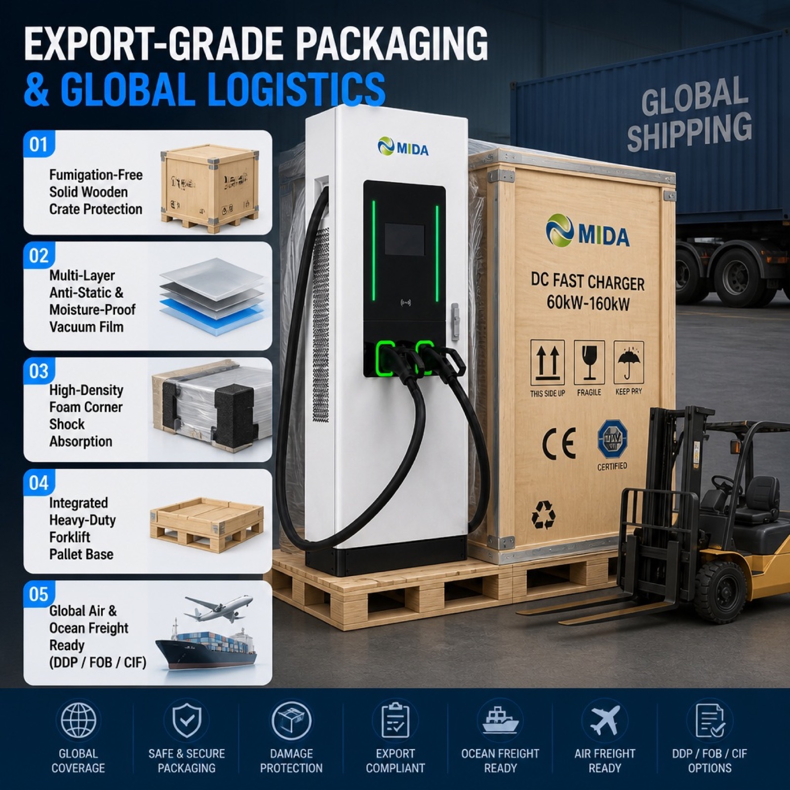 80kW 120kW 160kW Commercial DC Floor Standing EV Fast Charger CCS2 - Flexible 80kW-160kW Floor-Standing Power