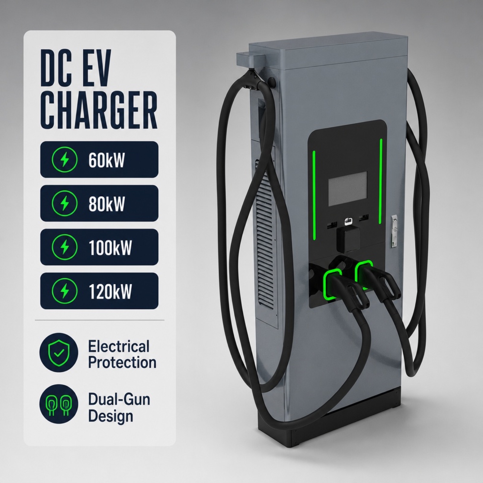 60kW 90kW 160kW Photovoltaic DC DC EV Fast Charger Floor Standing - Built for Rugged Outdoor Solar Sites