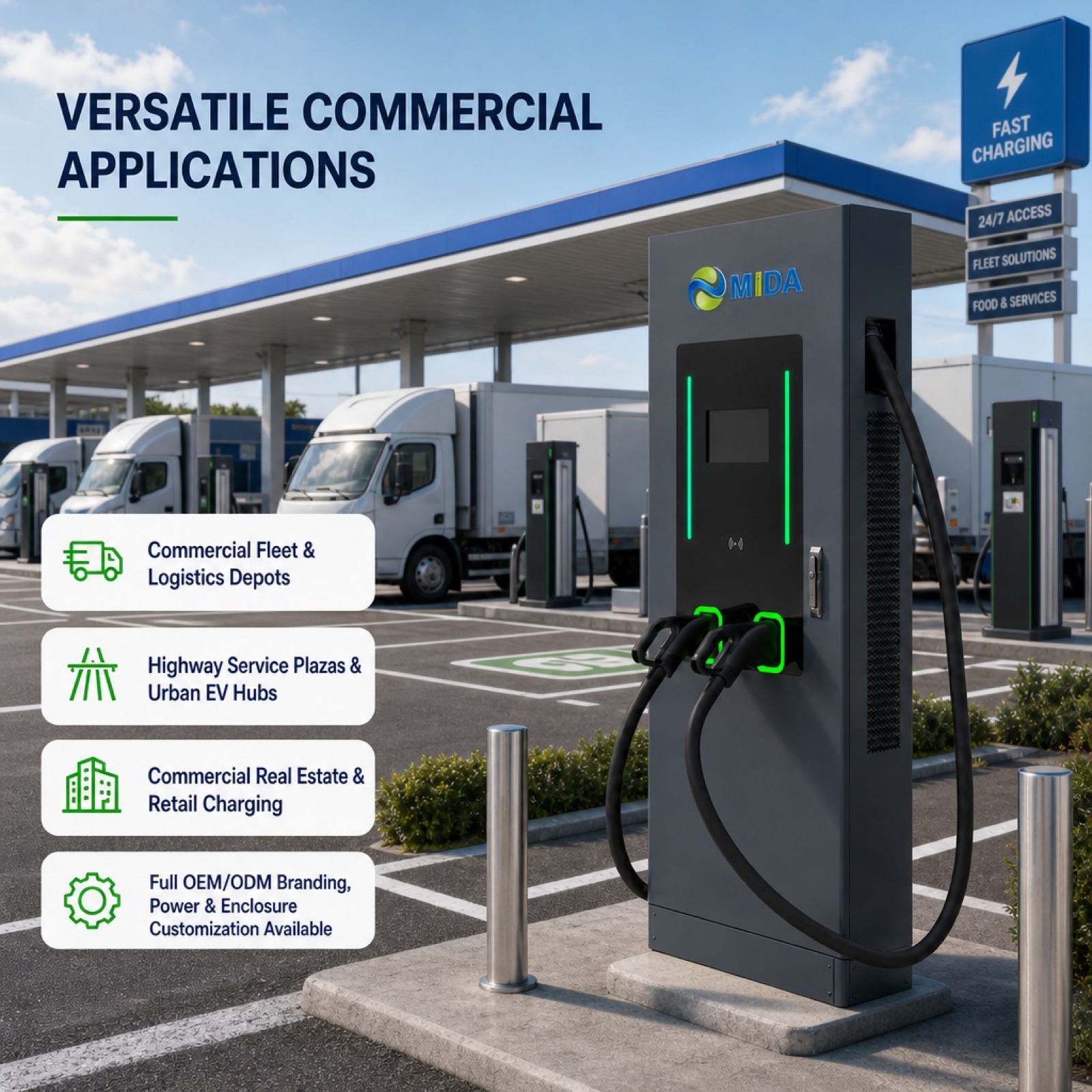 MIDA 90kW 100kW PV Solar DC Floor Standing Off Grid Fast Charger - Solar PV DC-DC Direct Charging Efficiency