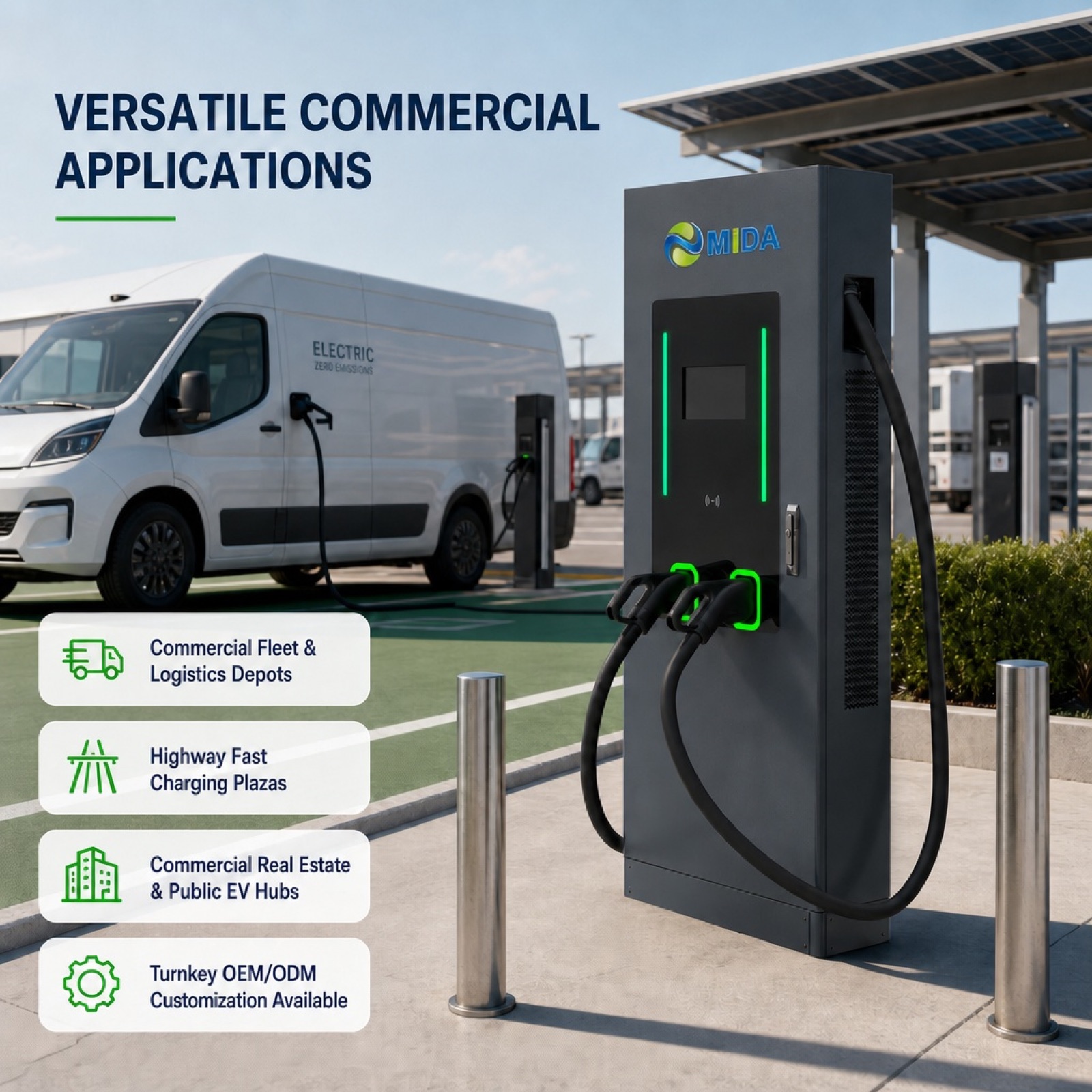 80kW 100kW 120kW Solar PV DC DC EV Charging Station Floor Standing - Off-Grid and Hybrid Operation Anywhere