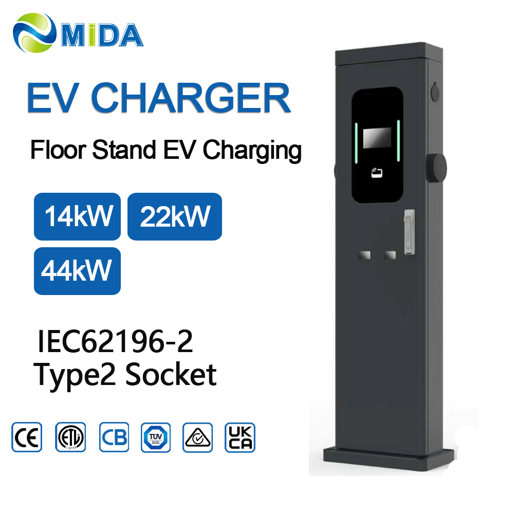 Commercial 22kW 44kW Dual Socket Pedestal AC EV Charger Floor Mounted Electric Vehicle Charging Station Smart - Built for Commercial Outdoor Duty