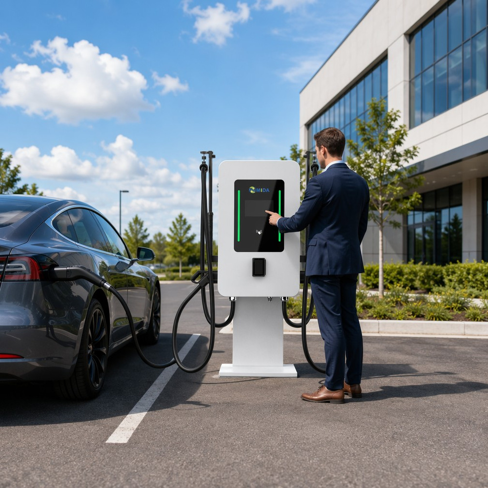 Smart-DC-fast-charger-office-parking-scene