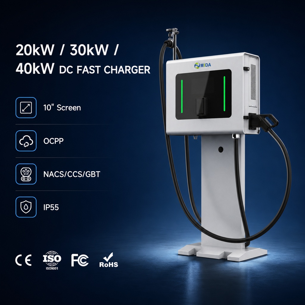 Sic Technology Module High Efficiency Reliable Wallbox Dc Fast Ev Charger Ccs2 Commercial Charging Workplace - Smart, Networked and Payment-Ready