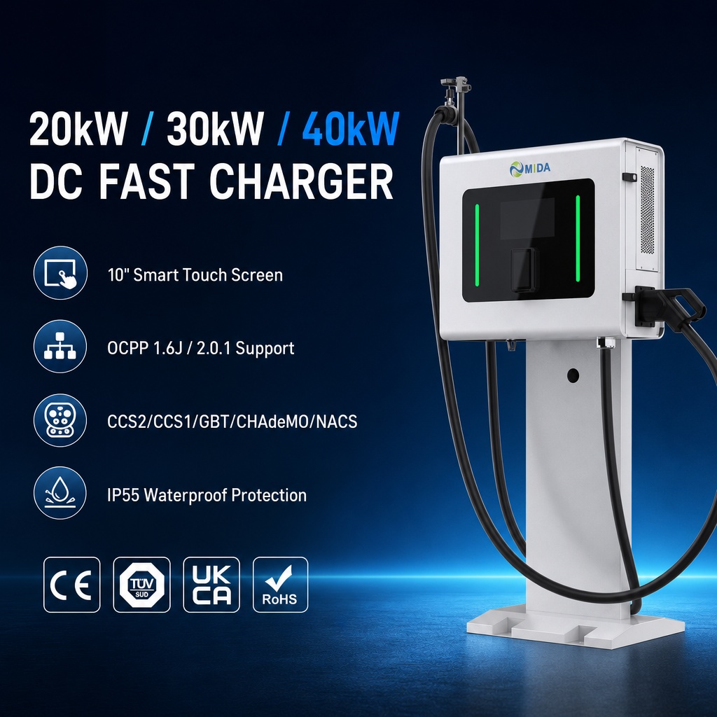 Hotel Parking Lot Gbt Oem Odm Support Dc Fast Charger Commercial Electric Car 30kw 40kw Sic - Selectable 20kW-60kW DC Power
