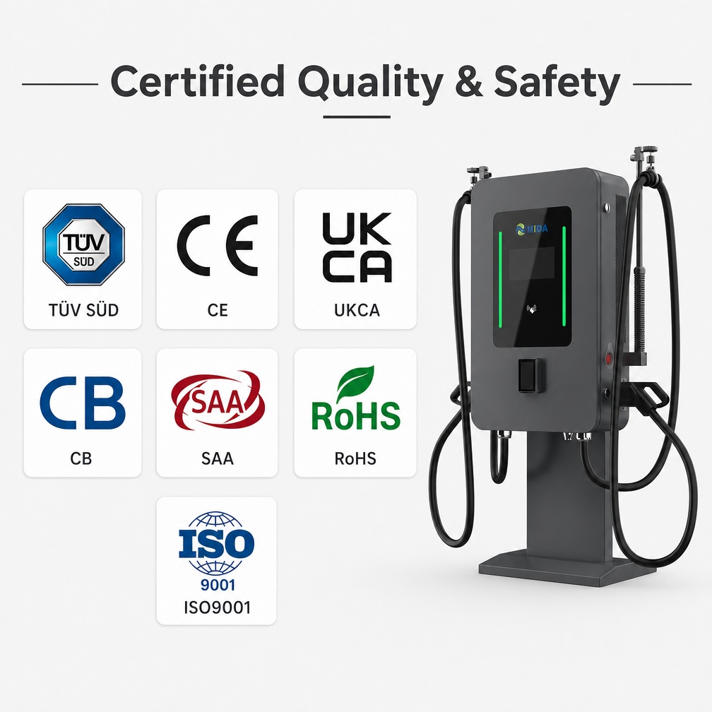 Powerful 60kw 80kw Pillar DC Fast Charger Station Commercial Grade Electric Vehicle Charging Dual Outlets - Safety, Compliance and Long Service Life