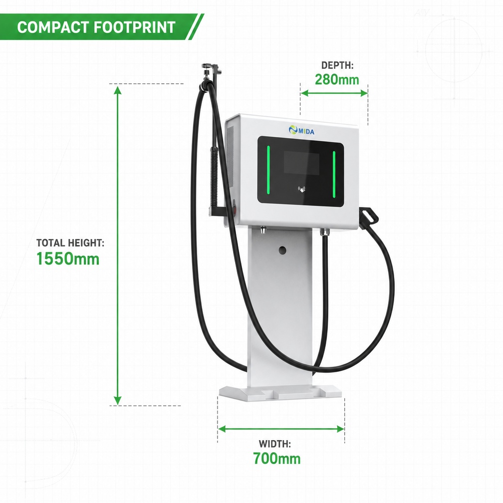 High Efficiency Reliable Single Gun Wall Mounted DC Charging Station Fast Ev 50kw 60kw For Fleet - Smart, Networked and Payment-Ready