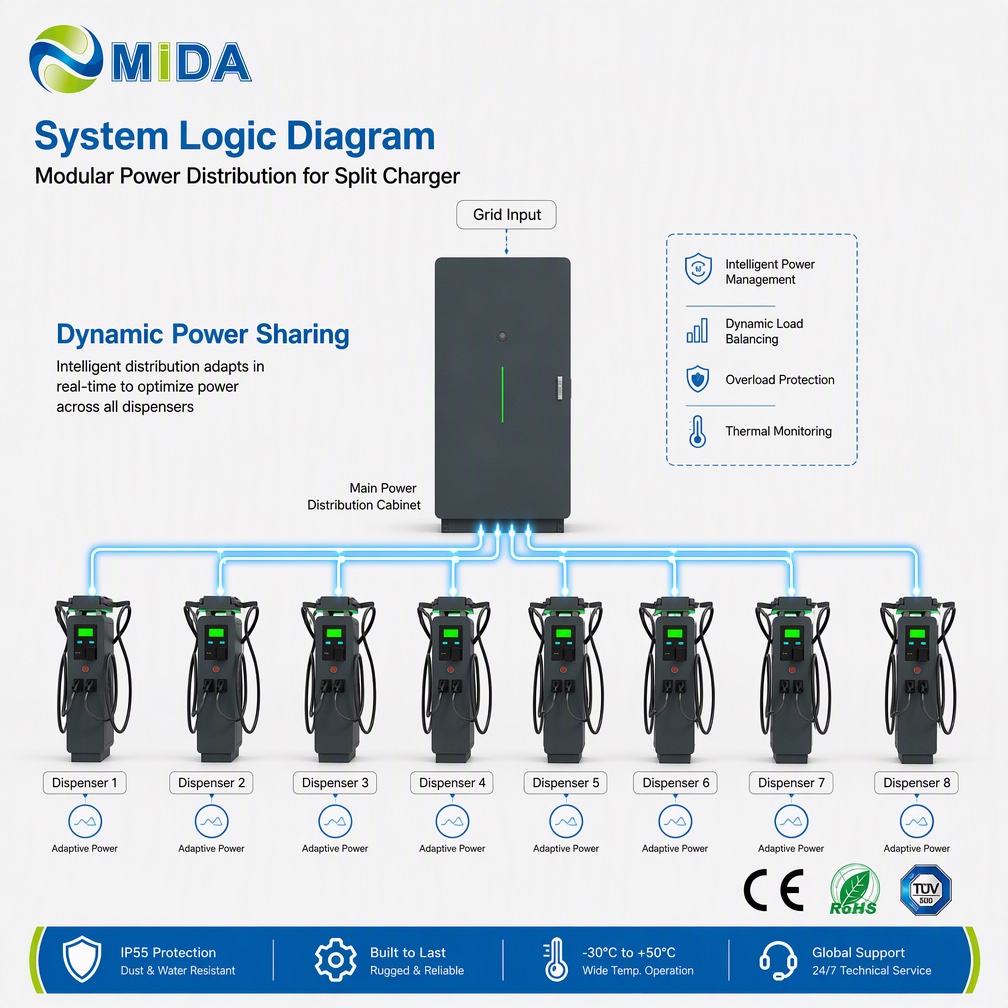 Liquid Cooled Split DC Fast Charger 800kW