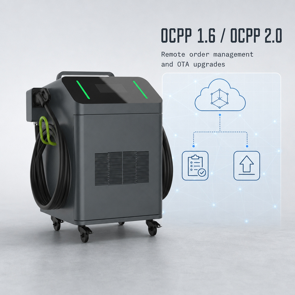 MIDA 60kW Mobile DC Fast Charging Station CCS2 CHAdeMO Wheeled Portable EV Charger For Public Fleet Depot - Rugged, Safe Outdoor Design