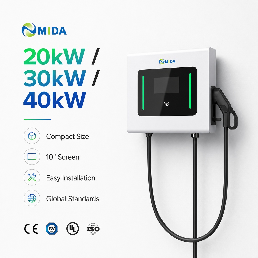 Sic Technology Module High Efficiency Reliable Wallbox Dc Fast Ev Charger Ccs2 Commercial Charging Workplace - Selectable 20kW-60kW DC Power