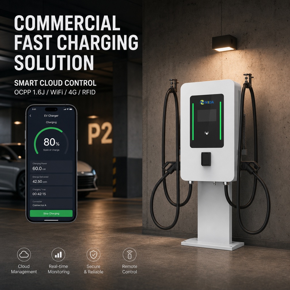 Professional 40kw 60kw 80kw Floor Mounted DC EV Fast Charging Pile For Public Commercial Use - Flexible 40kW-80kW Power Options