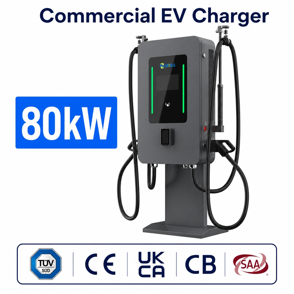 Powerful 60kw 80kw Pillar DC Fast Charger Station Commercial Grade Electric Vehicle Charging Dual Outlets - Flexible 40kW-80kW Power Options