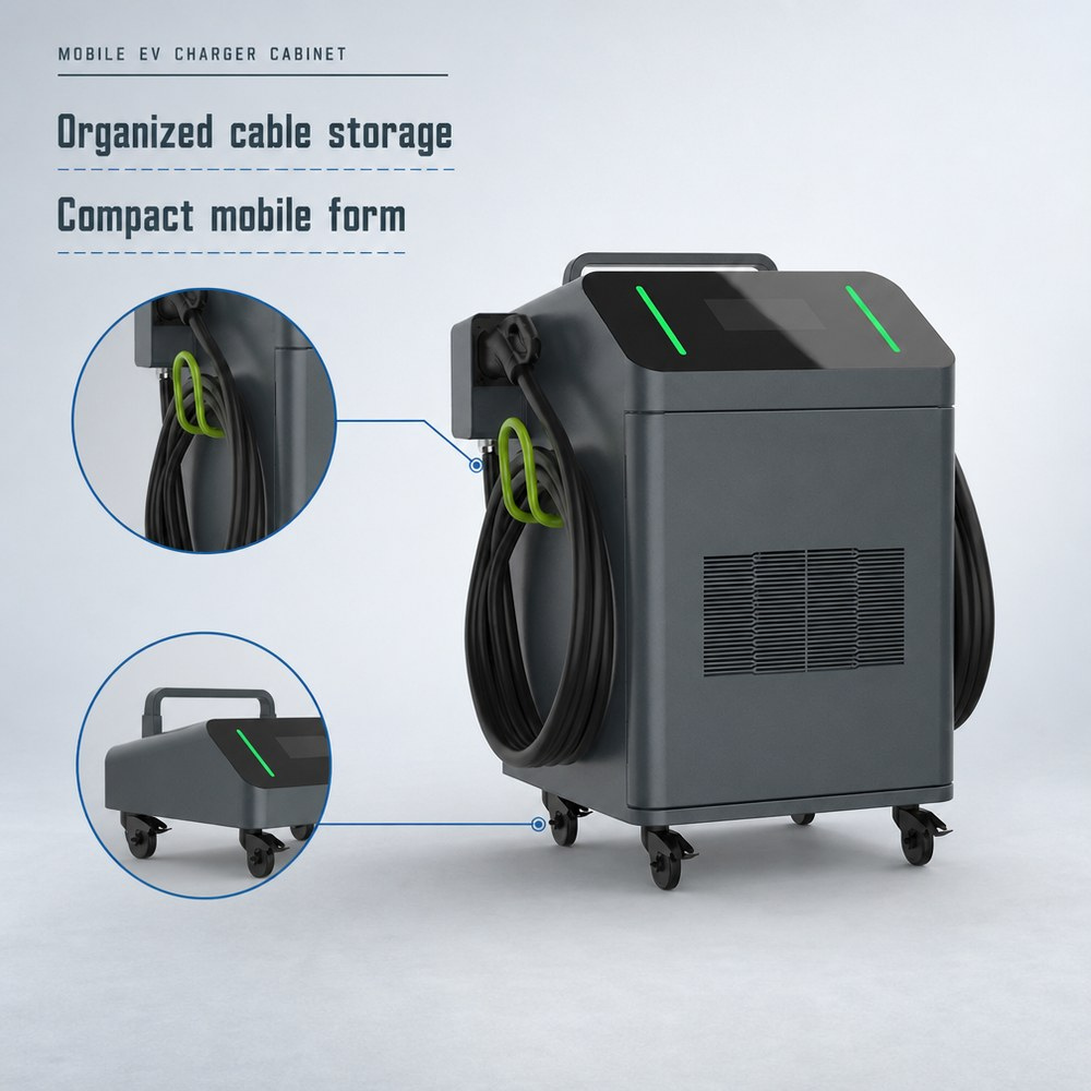 MIDA 40kW 60kW Movable DC Fast Charger CCS2 Smart App Control Portable EV Charging Station Fleet Management - Rugged, Safe Outdoor Design
