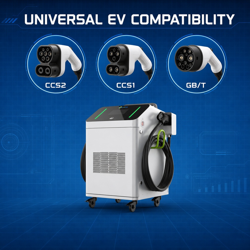 Flexible 40kW 50kW 60kW Mobile DC Fast Charger CCS2 OCPP Portable EV Charging Station Fleet - Smart Control and Multi-Standard