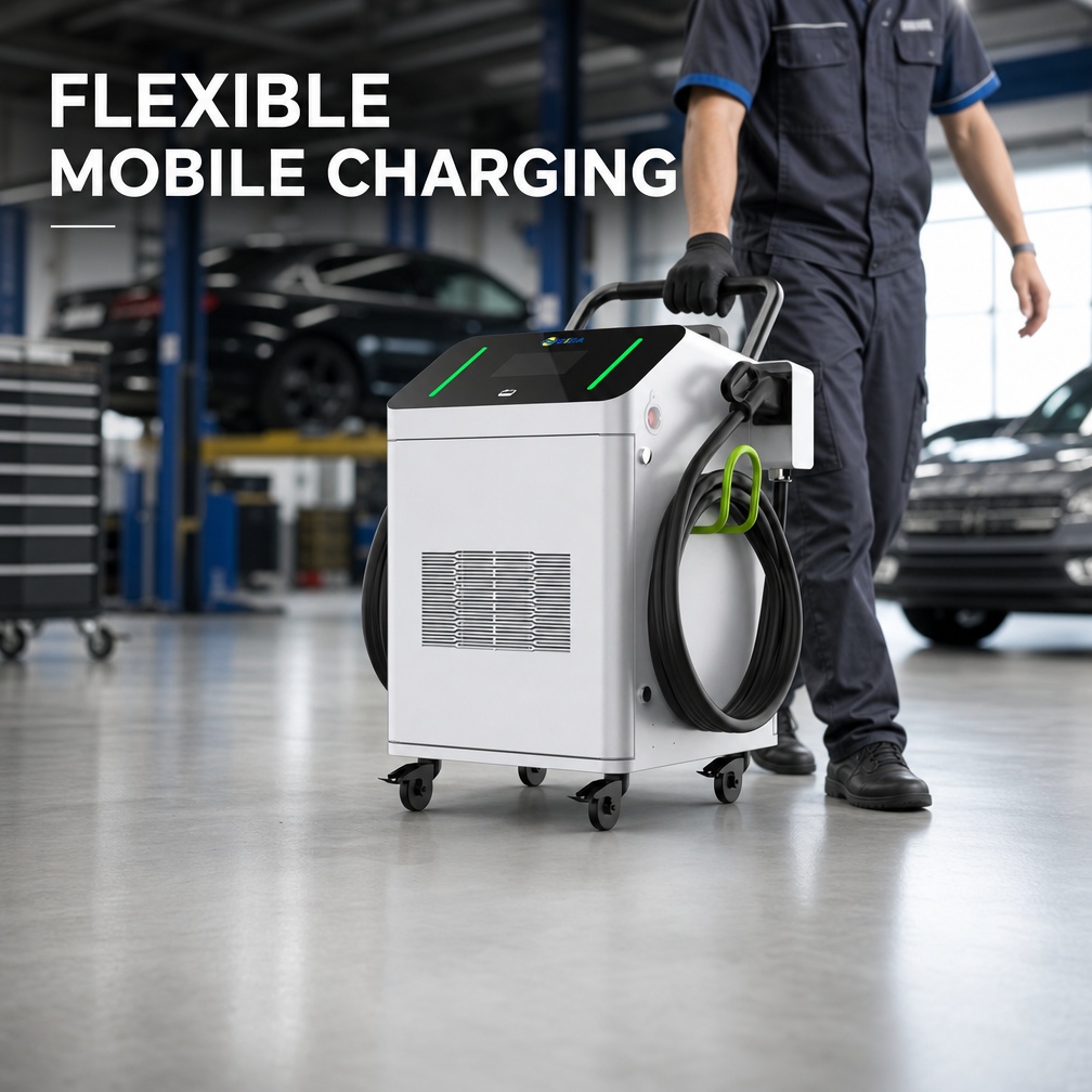 On Demand 40kW 60kW Portable DC Fast Charger CCS2 OCPP Wheeled Mobile EV Charging Station Commercial - Rugged, Safe Outdoor Design