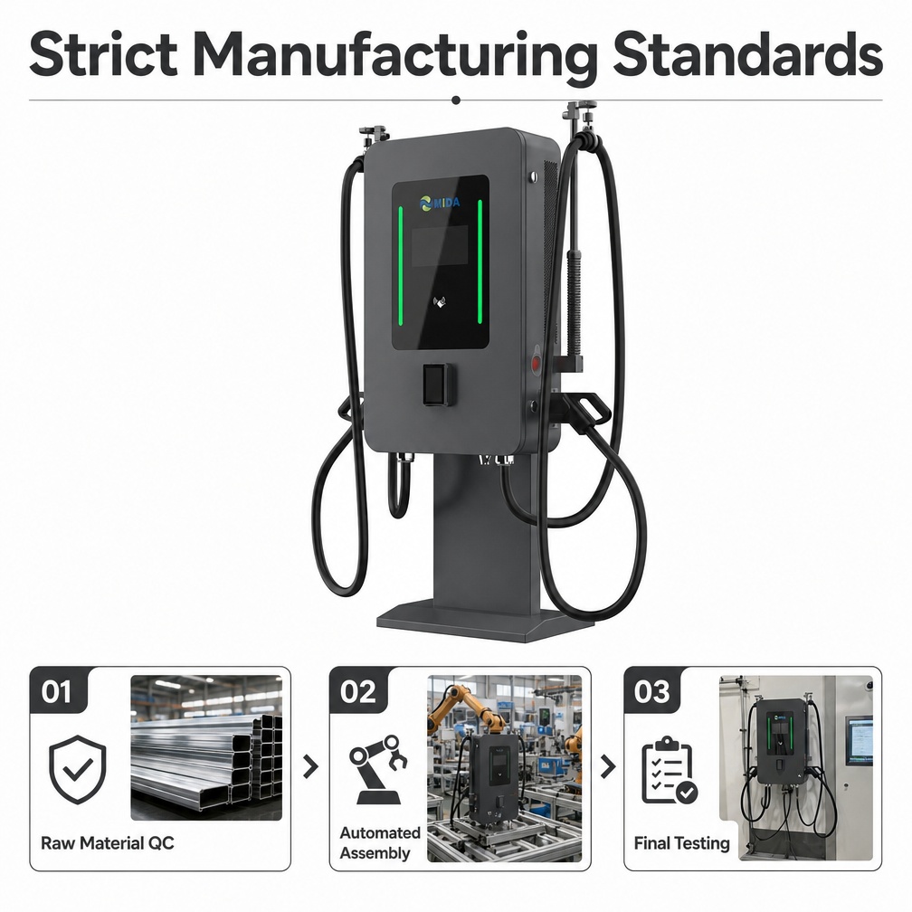 Robust 40kw 60kw 80kw Stand Column DC Fast EV Charger For Outdoor Commercial Use Floor - Built for Demanding Commercial Duty